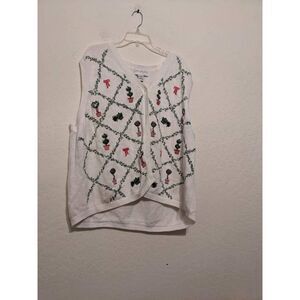 Cst studio pink ribbon topiary sweater vest 3x